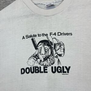 Vintage Military T-Shirt Rhino F4 Drivers Double Ugly Army 80s Hanes USA Mens XL